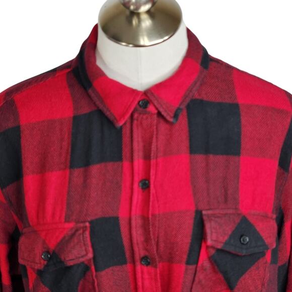 Rails Larsson Plaid Shirt Womens Size Large Crimson Jet Embroidered Frayed - Picture 3 of 16